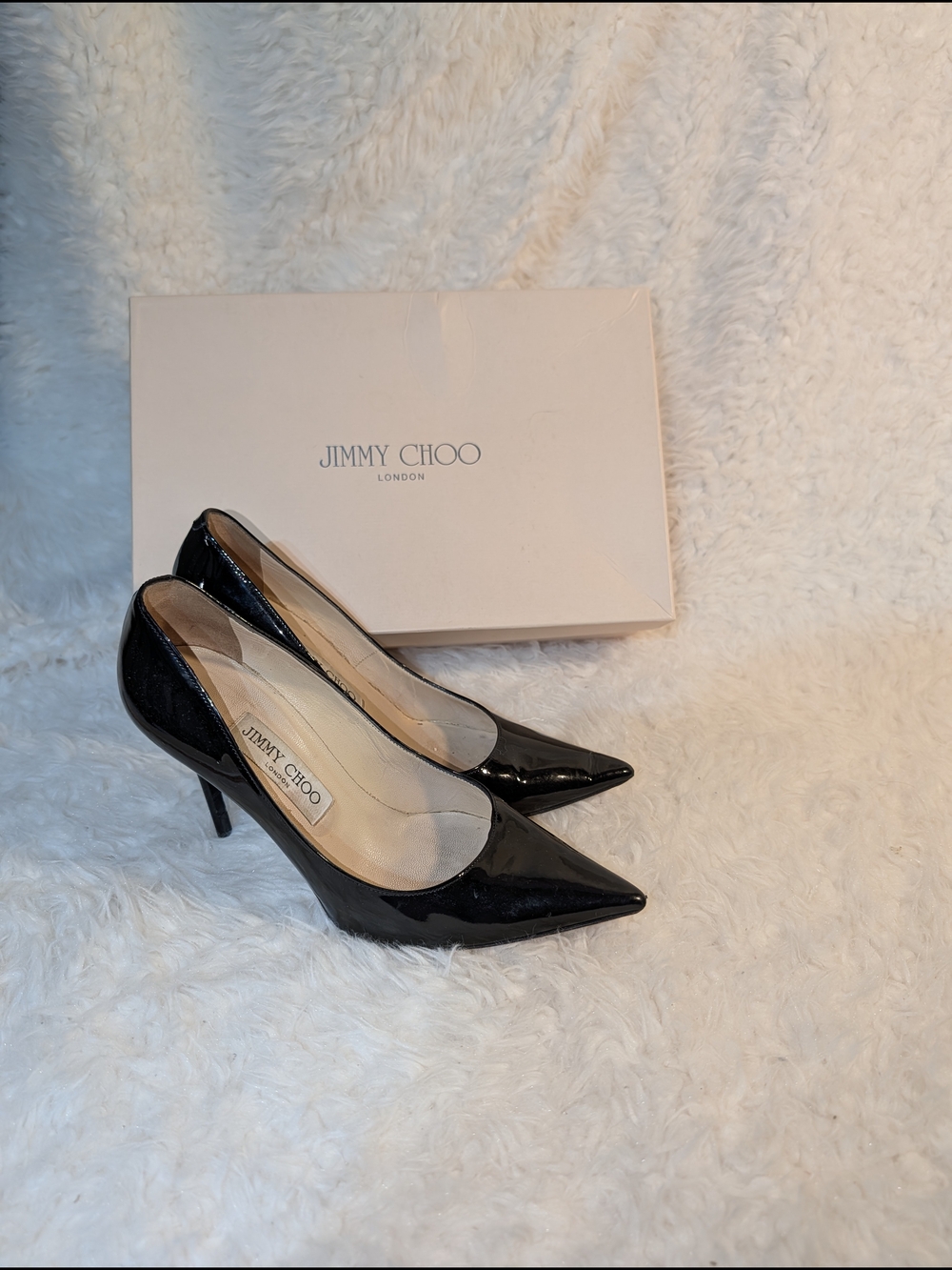 Jimmy Choo Black Patent Leather Pointed Toe Pumps - Picture 3 of 7